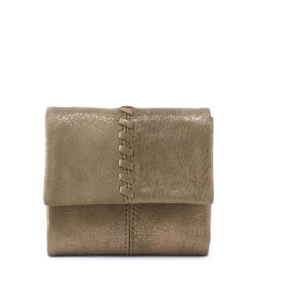 HOBO- Keen Mini Trifold Leather Wallet Aspen Gold 4" W X 4" H X 1" D
